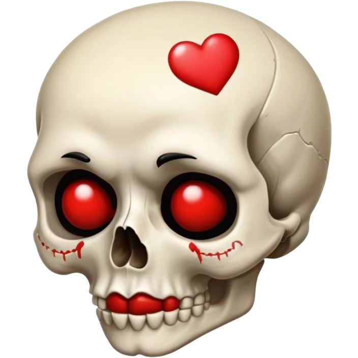 Skull pouty red lips kiss emoji