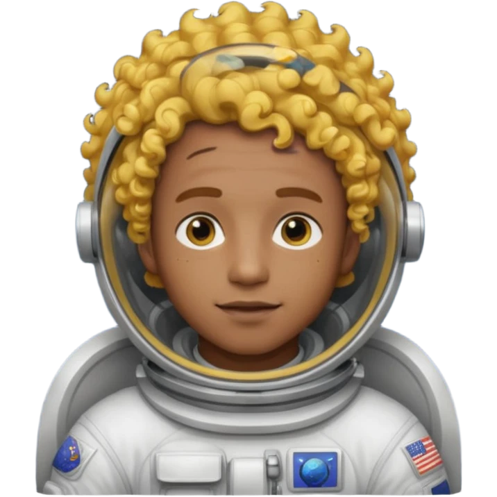 Astronauts, Young, male, dark skin, yellow curly hair emoji