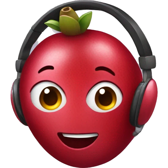 pomegranate emoji wearing headphones. emoji