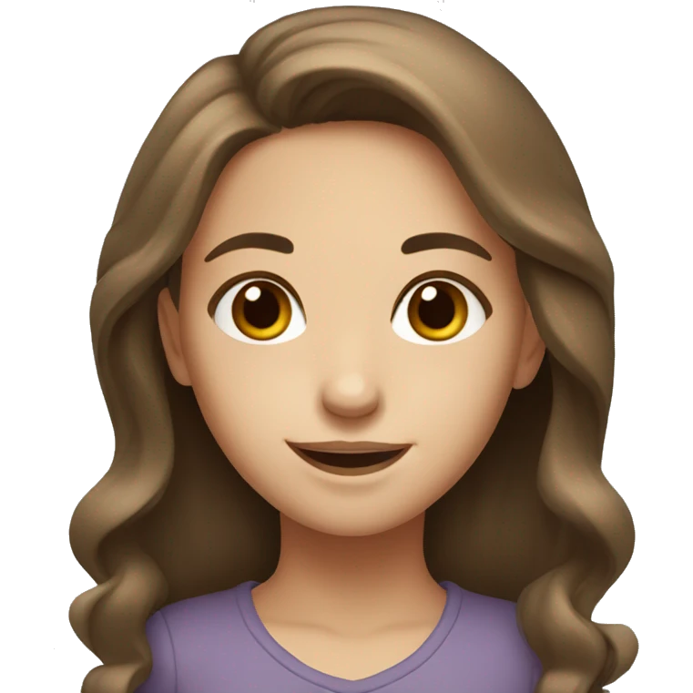Smiling girl with a brown hair and grey eyes  emoji
