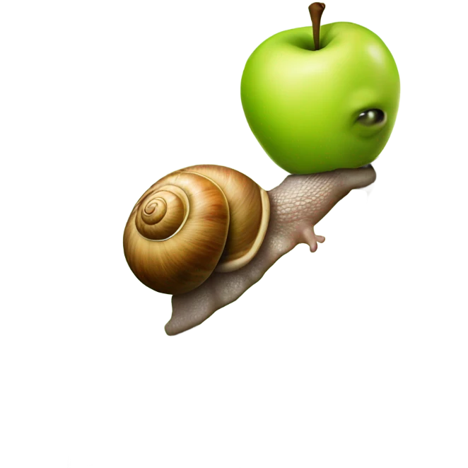 Snail climbing a tree to get a giant apple emoji