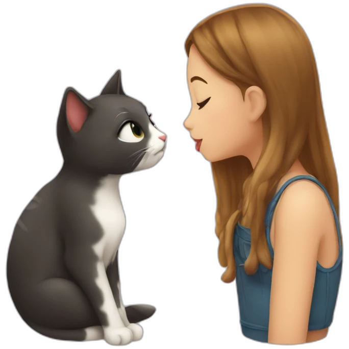 Cat kissing a girl emoji