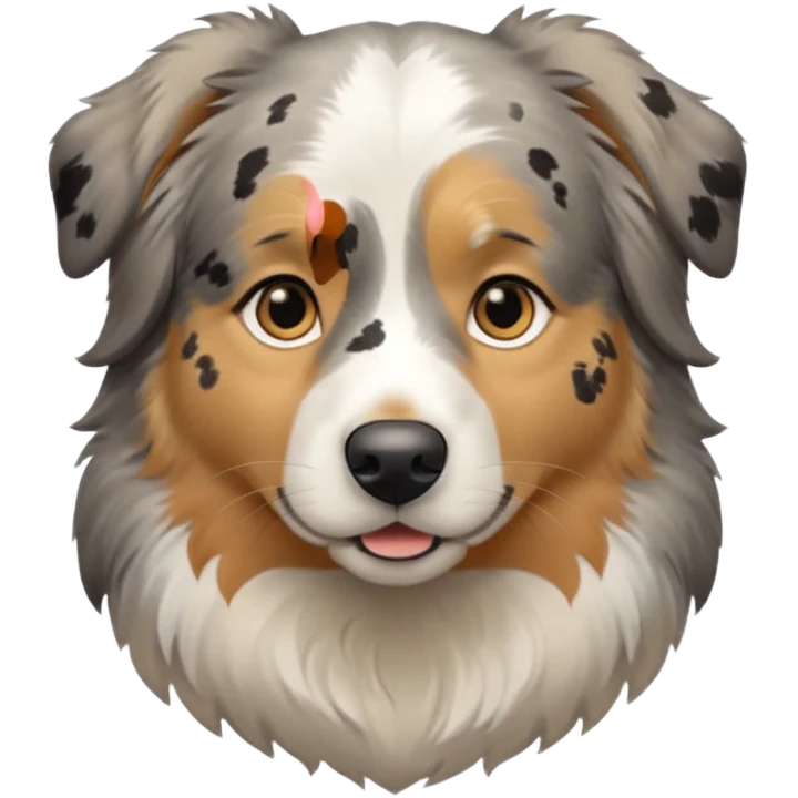 Australian Shepherd golden retriever tan eyebrows  black and speckled grey fur on chest.  emoji