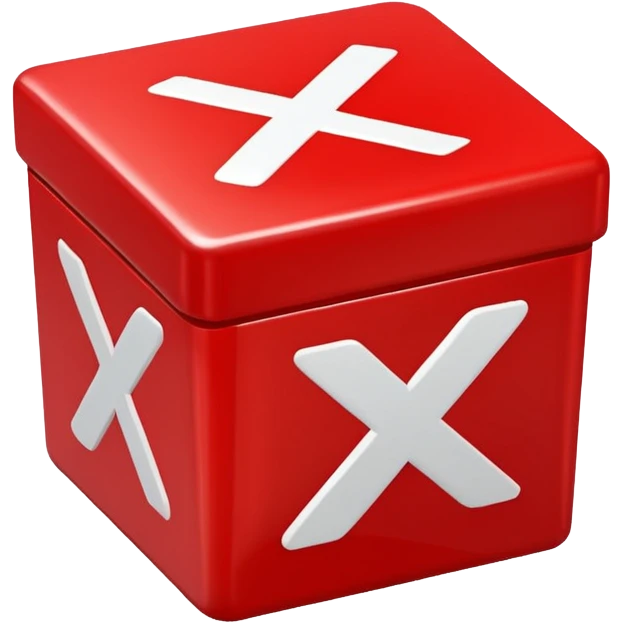 thick glowing red square box with bold X mark inside emoji