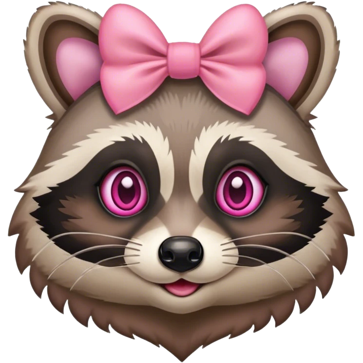 Heart eyes raccoon with pink bow on head  emoji