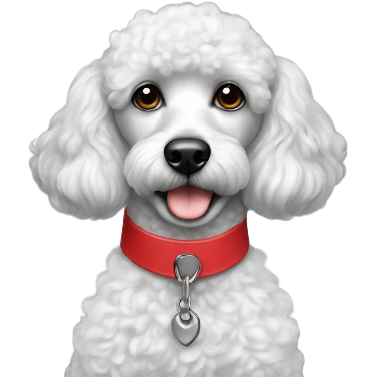 Black poodle red collar little white on chest emoji