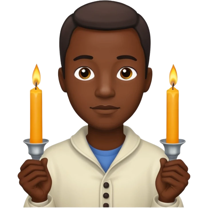 black man holding candles emoji