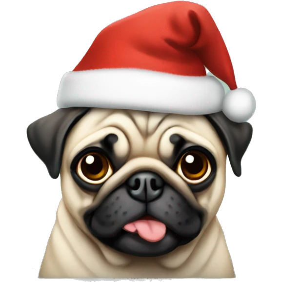 Pug wearing christmas hat emoji