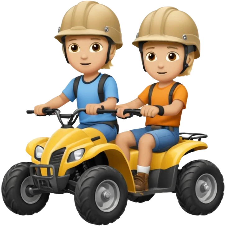 Please make 2 separate young boys both blonde riding four wheelers emoji