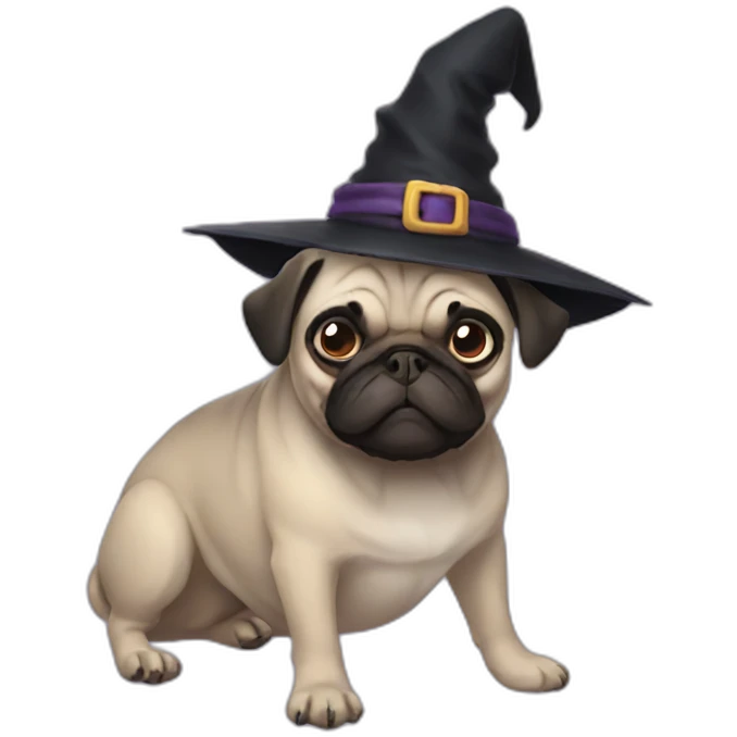 Pug witch emoji