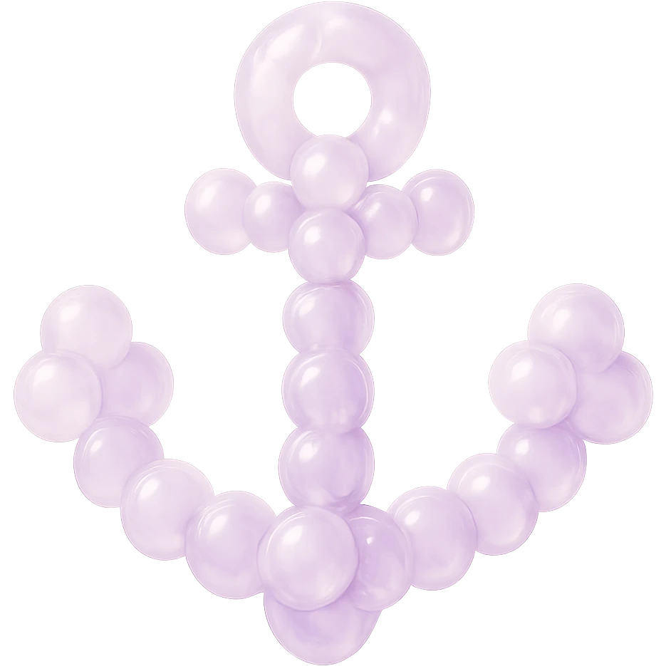 Make the anchor more transparent, realistic, and pastel, with soft pink and purple bubbles, realistic lighting, and a gentle pastel color palette, with no background. The style should be transparent, realistic, and pastel with soft pink and purple bubbles and realistic lighting. emoji