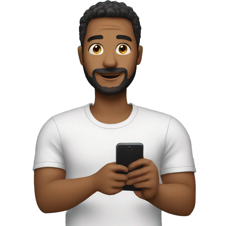a guy holding the phone and wathcing into it emoji