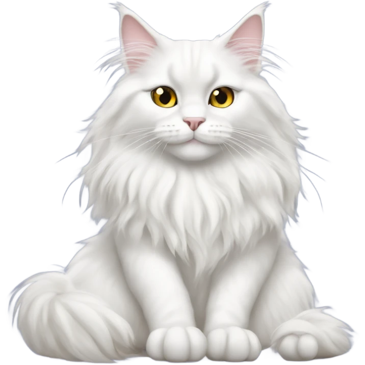 White Maine Coon doing yoga emoji
