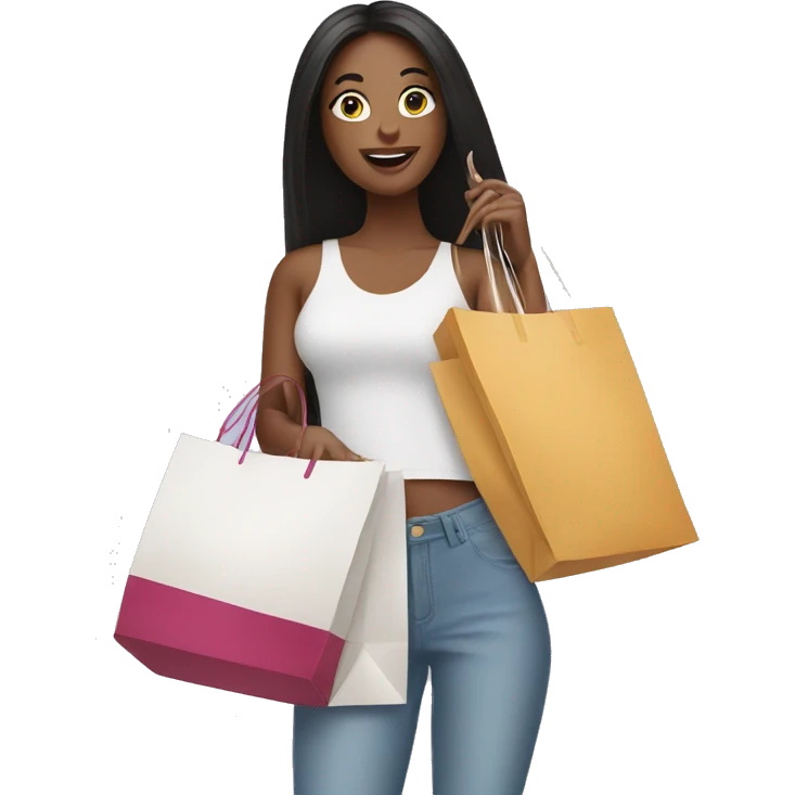 white influencer taking selfie with a shopping bag emoji