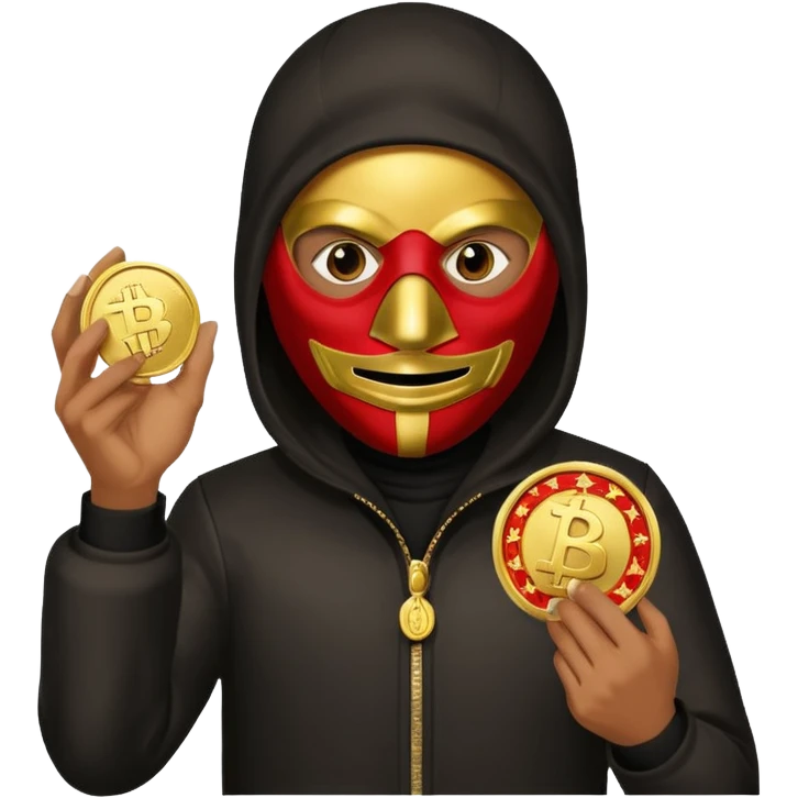 Robber emoji holding a 💰 wearing a mask that is made of robber suit without showing his hand the 💰 need to be in the left emoji