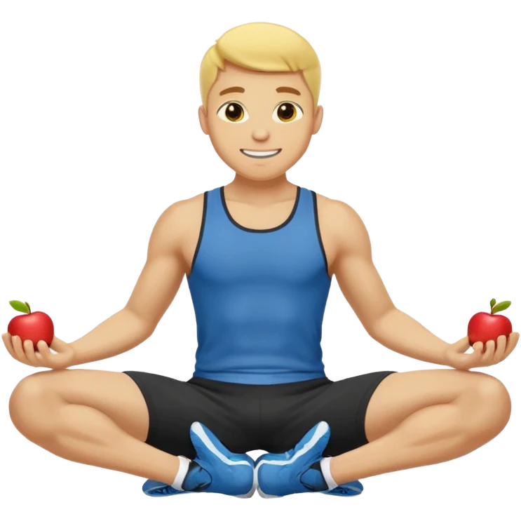Man doing working out, doing sit-ups in athletic clothes, apple style emoji, yellow skin emoji