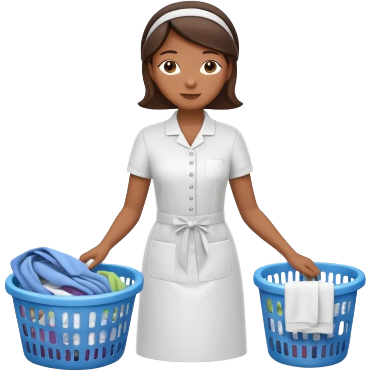 a detailed, high quality full body illustration of a housekeeper folding the laundry, emoji