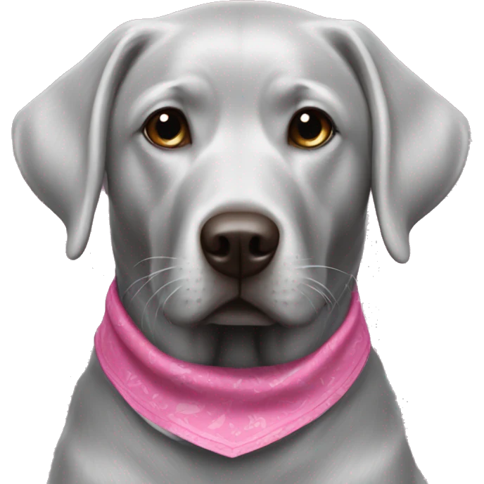 Silver Lab wearing pink bandana emoji