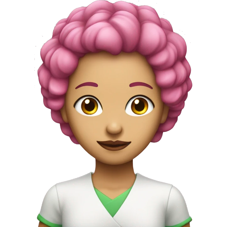 Mujer de pelo verde con cuatro ojos hada piel rosada emoji