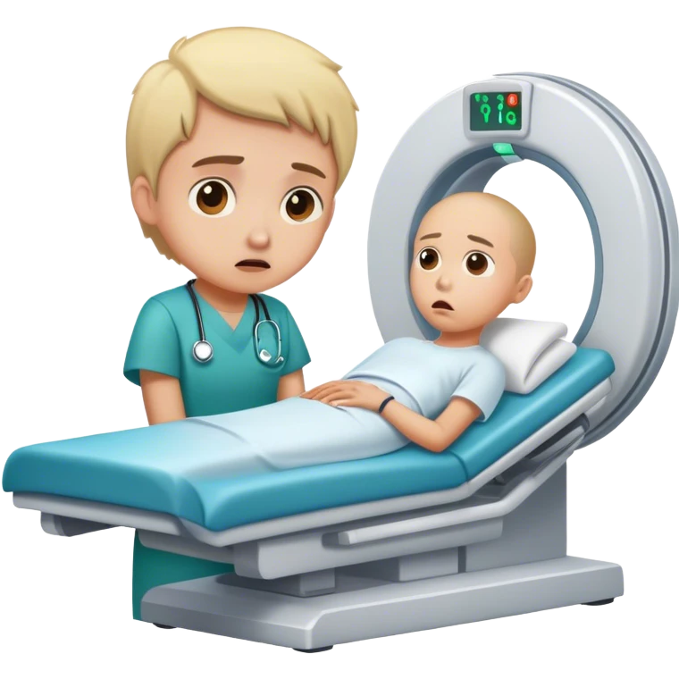 persona espantada esperando en el hospital sus resultados de tomografía.

 emoji