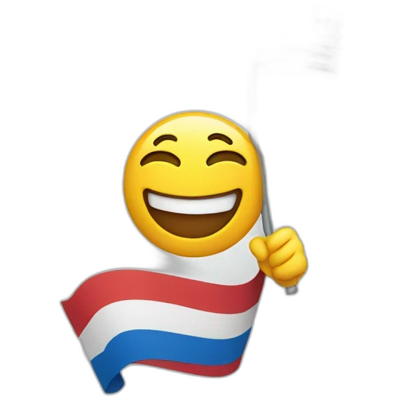 happy face holding flag emoji