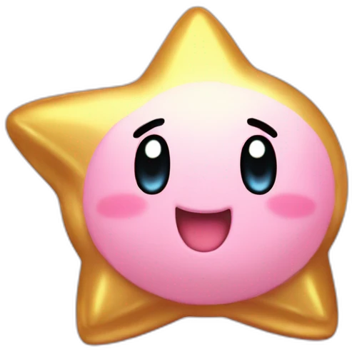 clean cute happy Kirby with a golden star emote emoji