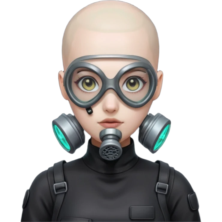 cyberpunk gasmask girl programmer buzzcut bald emoji