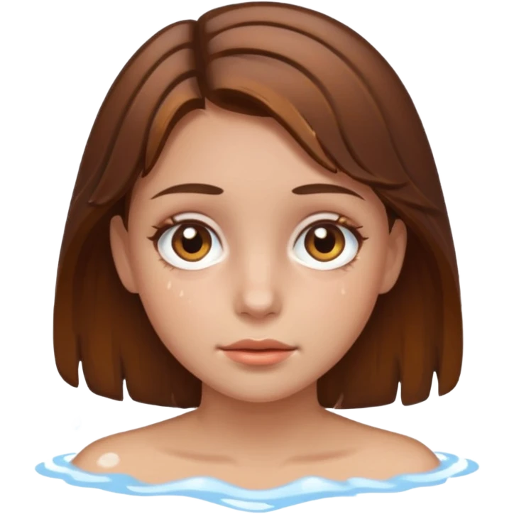 Girl with brown hair and hazel eyes and a wet face emoji