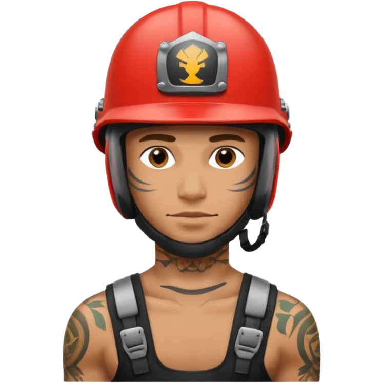 tattooed man in helmets emoji