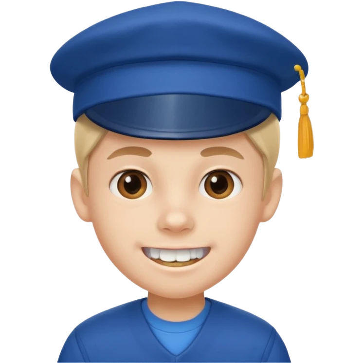cartoon schoolboy with a cap and prominent front teeth emoji