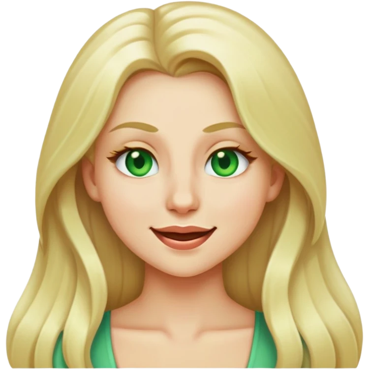 blonde with long hair and pale green eyes, winking, emoji style emoji