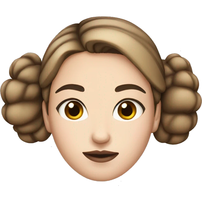 White girl with bun straight Brown hair very thick black eyebrows  emoji