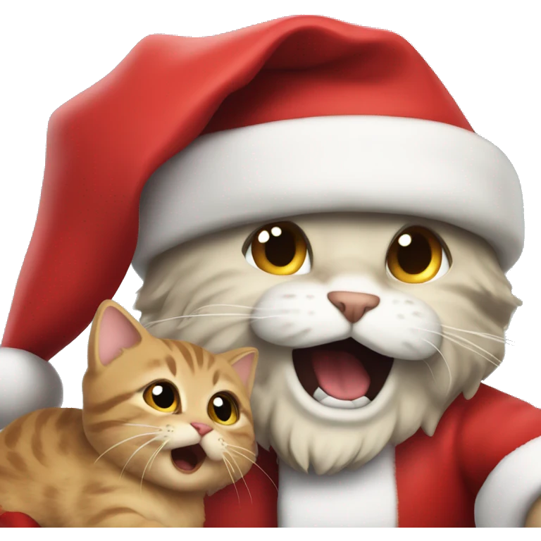 Kitty attacking Santa Claus emoji