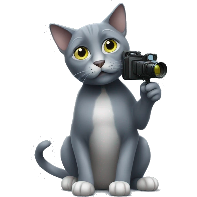 Russian blue cat filming a movie  emoji