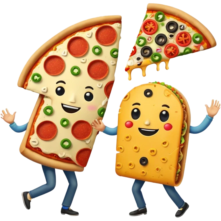 Pizza and taco dancing together emoji