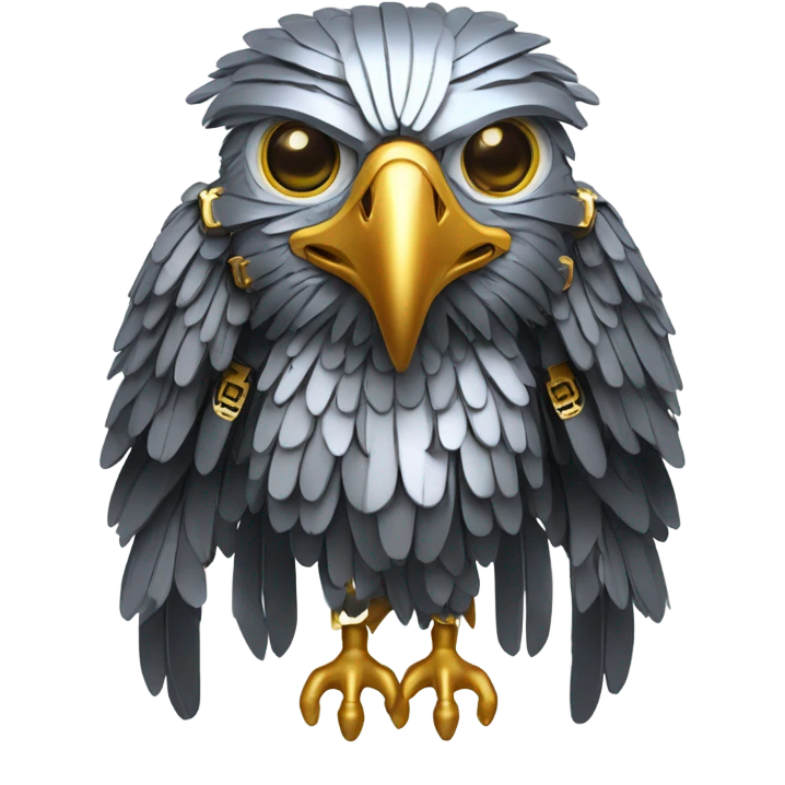 A dark furtive royal eagle as a tech drone machine emoji