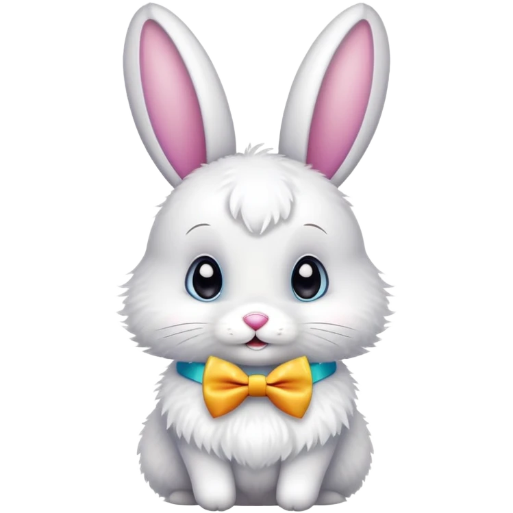 cute Easter bunny wearing colorful bow tie emoji