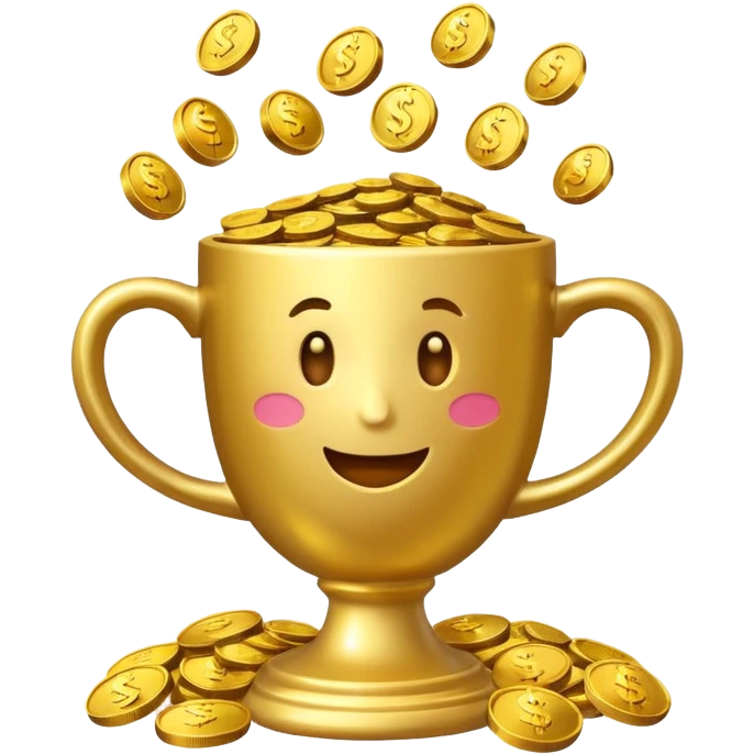 a winnig cup with money symbol emoji emoji