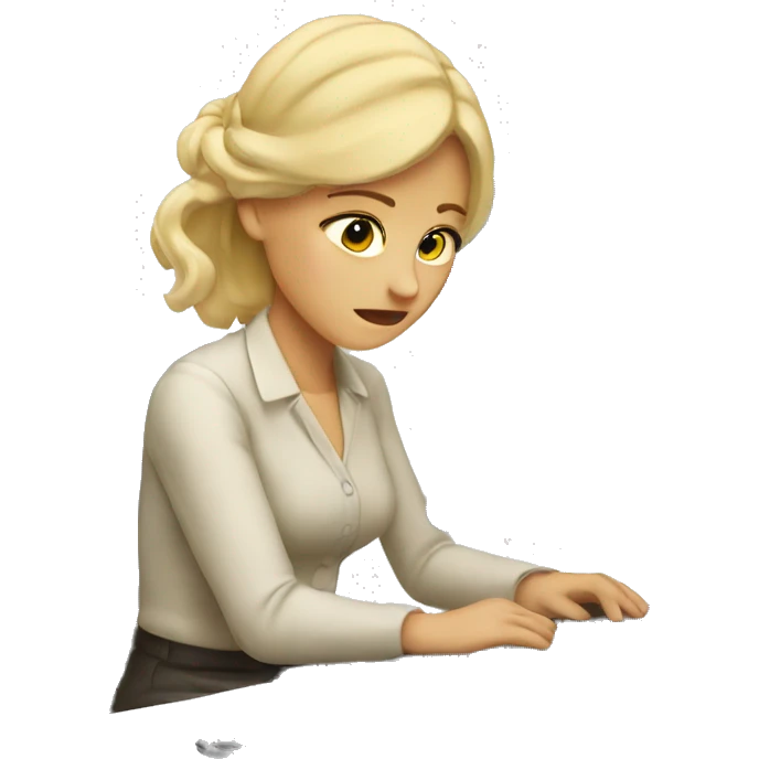 Blonde-woman-at-computer-desk-tired emoji
