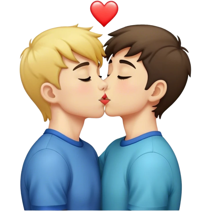 A gay 17 years old boy kissing another 16 years old boy a really passionate kiss emoji
