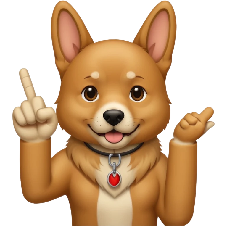 A dog sticking up the middle finger emoji