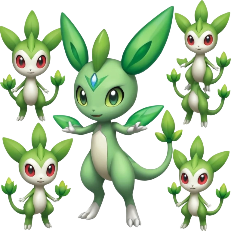Meloetta-Celebi-Shaymin-Virizion-Zygarde-Electrike-Fakémon-fusion, full body emoji