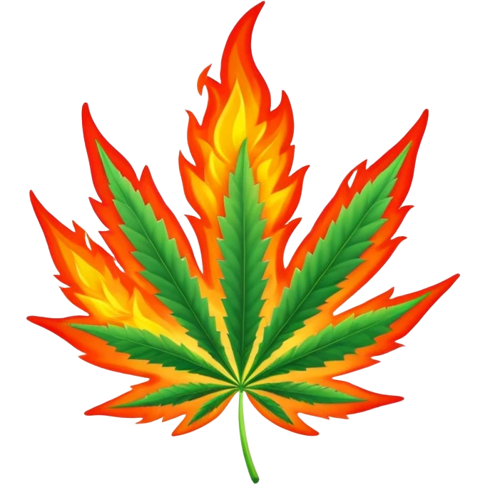 cannabis leaf engulfed in fire emoji