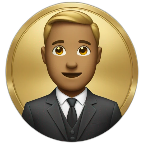 a coin wearing suit emoji