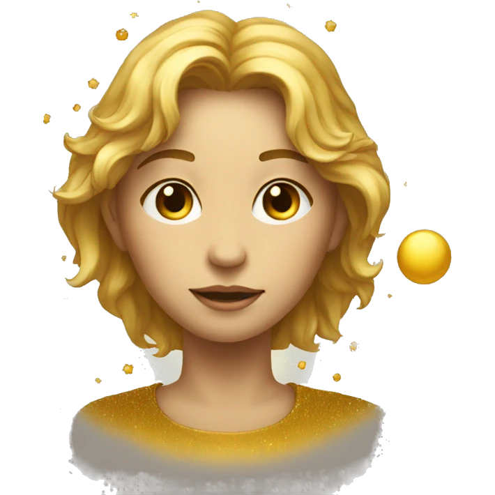 Person wearing t shirt filled with golden galaxies celestial emoji
