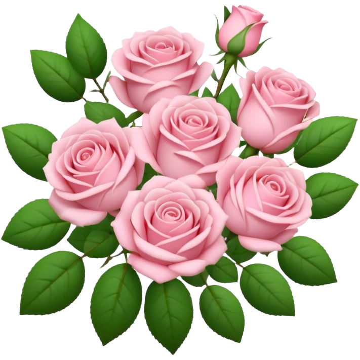 pastel pink flower bouquet with green leaves emoji