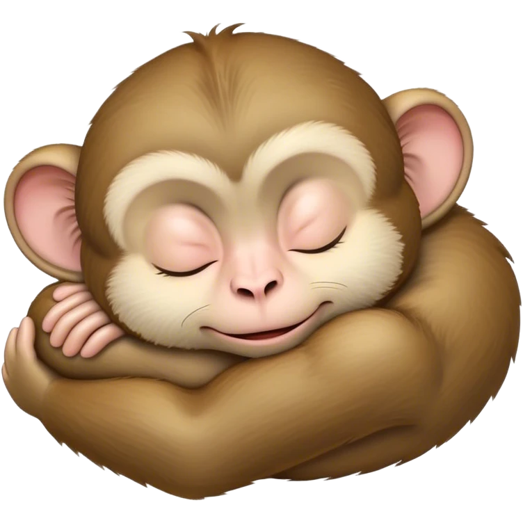 Meme-Worthy cute Sleeping Macaque Portrait Emoji, Head resting peacefully with a contented smile, showcasing soft, downy fur and eyes gently closed in serene slumber, Simplified yet comically adorable features, highly detailed, glowing with a soft, drowsy glow, high shine, relaxed and utterly lovable, stylized with an air of playful laziness, bright and heartwarming, soft glowing outline, capturing the essence of a sleeping macaque that feels destined to become the next viral icon of adorable rest! emoji