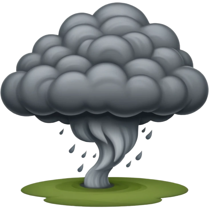 A thick dark funnel cloud sweeping across open plains. emoji