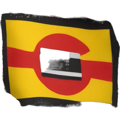 Square black and red rectangular flag with yellow circle in the middle  emoji