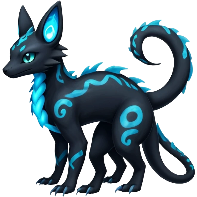 Dark Edgy Glowing Elemental Salandit-Umbreon-Fakémon-hybrid-creature (full body)  emoji